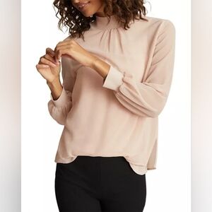 Reiss Sandrine Sheer Nude Mockneck Top